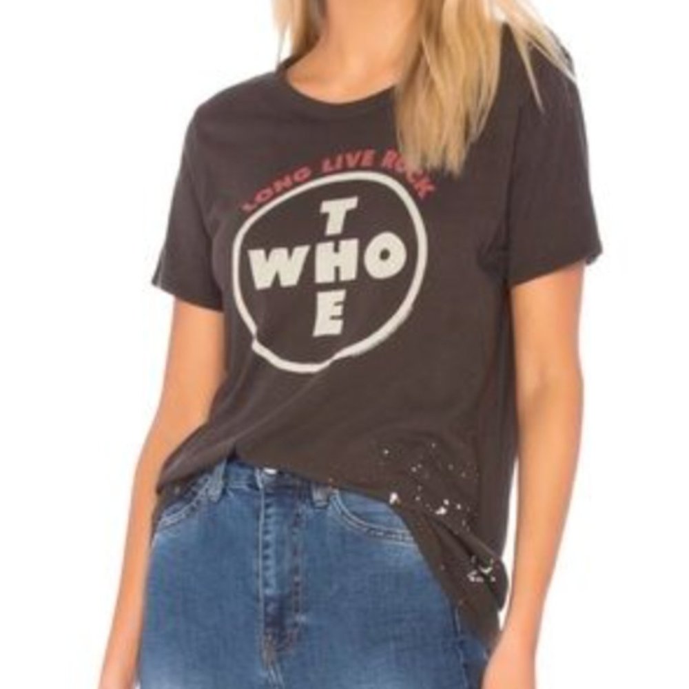 CHASER The Who Long Live Rock Black/Grey Distressed Jersey Band Tee Medium